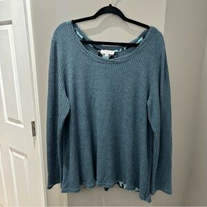 Umgee + Blue Cheetah Long Sleeve Top-1X